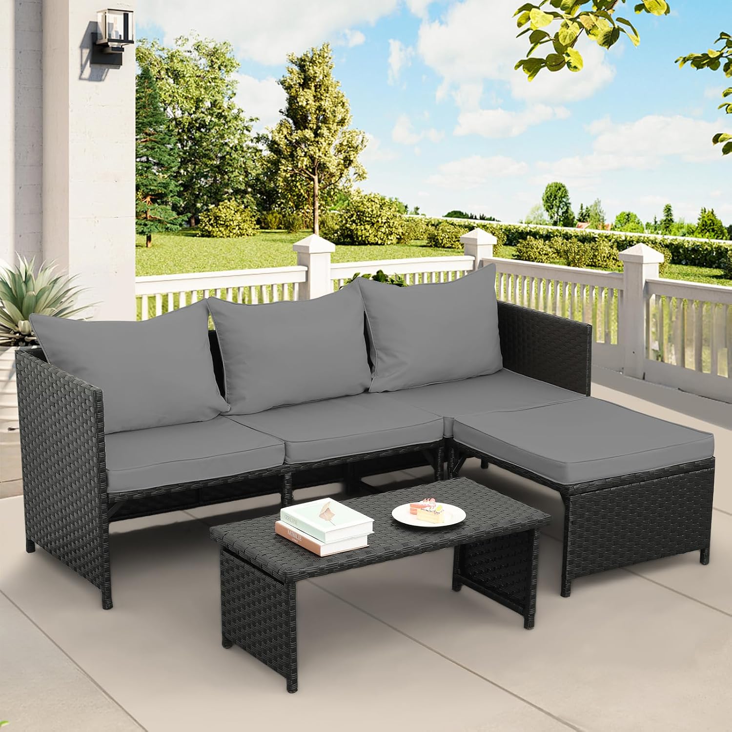 Outdoor Furniture Loveseat - 3-delige buiten PE rotan patio wicker