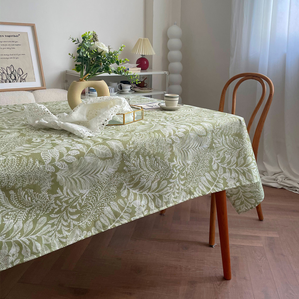Outdoor Furniture Green - Katoenlinnen waterdicht tafelkleed, groen plantontwerp stofdichte