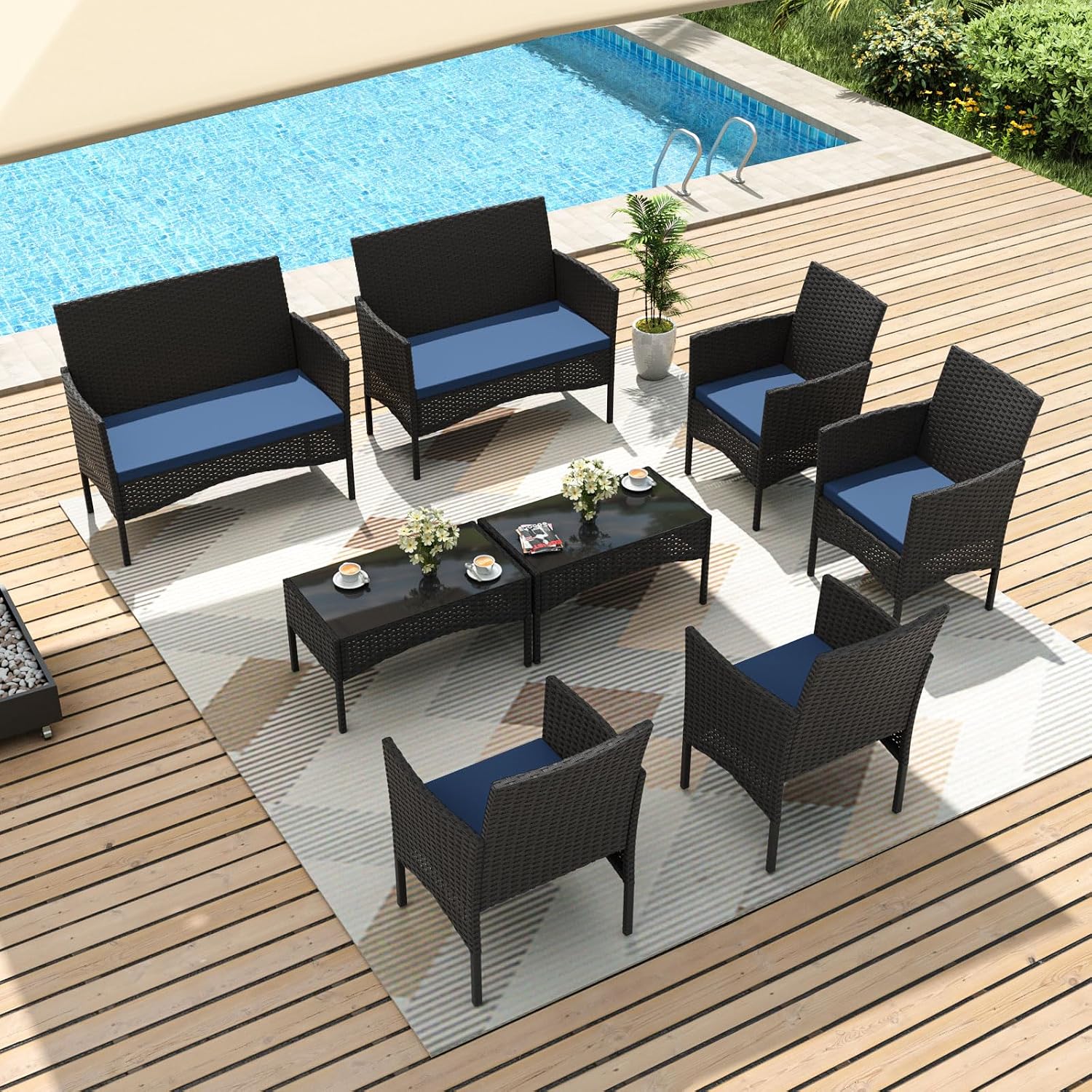 8-delige tuinmeubelset, wicker - Outdoor Furniture Loveseat recensie en prijs