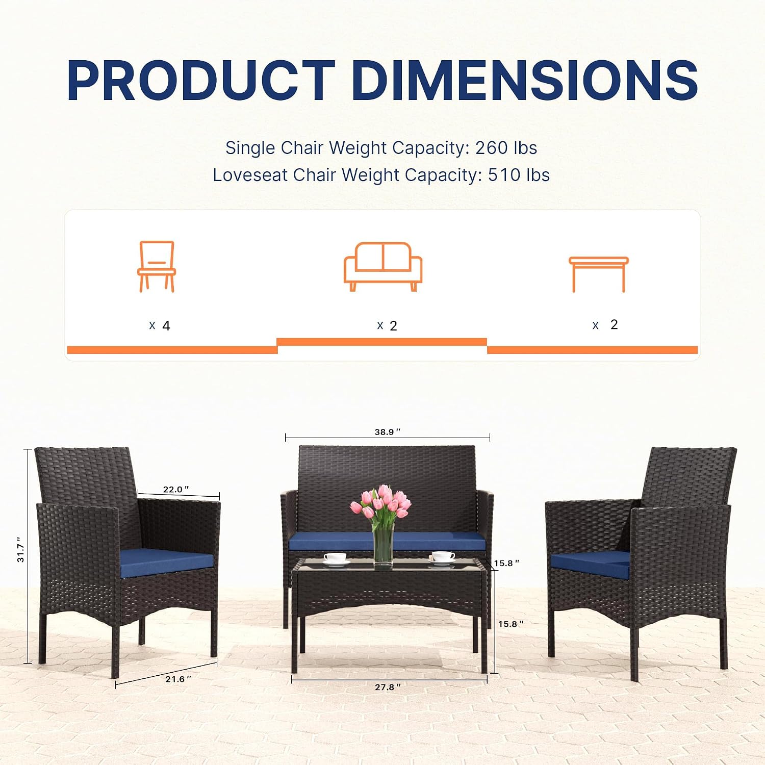 8-delige tuinmeubelset, wicker - Outdoor Furniture Loveseat recensie en prijs