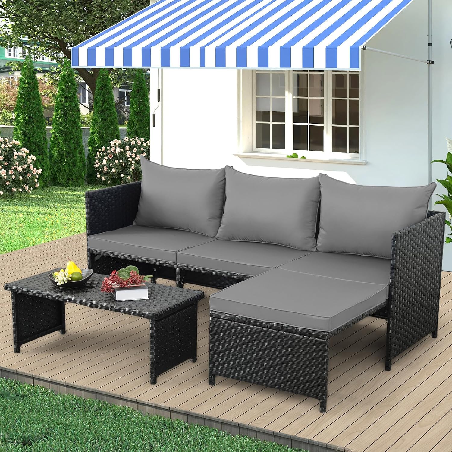 3-delige buiten PE rotan patio - Outdoor Furniture Loveseat recensie en prijs