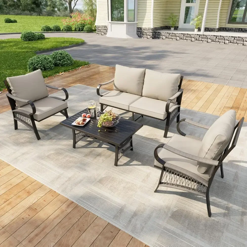 4-delige metalen tuinmeubelset - Outdoor Furniture Loveseat recensie en prijs