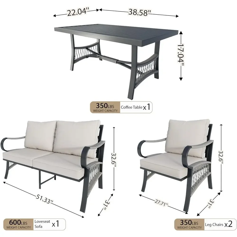 4-delige metalen tuinmeubelset - Outdoor Furniture Loveseat recensie en prijs